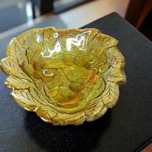 Vintage Gold Carnival Glass Candy Dish & Home Décor